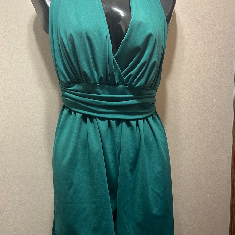 Elegant Teal Halter Dress